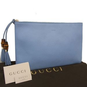 Gucci Clutch Bag With Bamboo Tassel Deep Cobalt